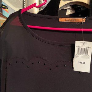 Gorgeous Belldini long top with beading and a sheer panel at the top.
